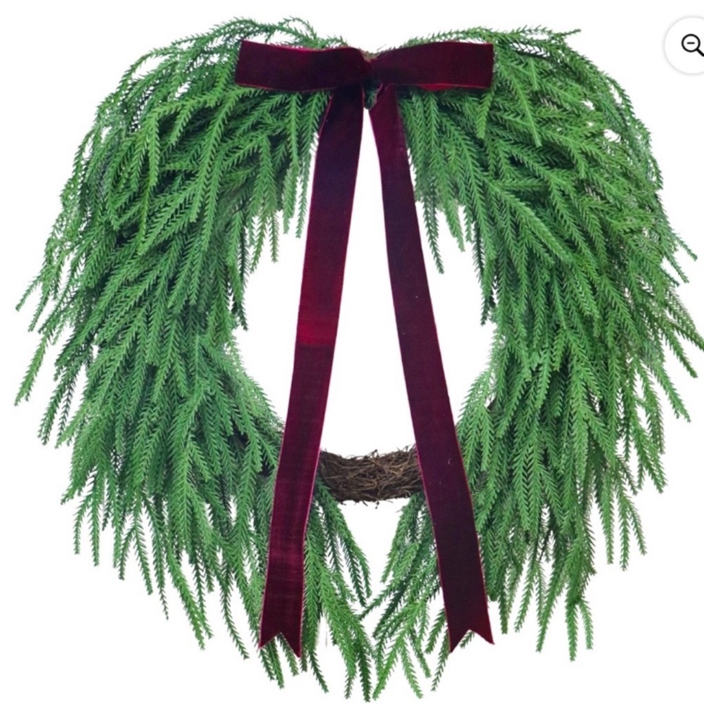 My Texas House Evergreen Natural Feel Norfolk Artificial Wreath, 22"